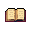 This pixel art depicts an open book, rendered in warm, muted tones, inviting contemplation and hinting at timeless knowledge within its aged pages. The book's simple design and lack of legible text enhance its universal appeal.