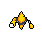 A vibrant, pixelated energy being, rendered in sharp yellow and dark gray, hovers against a stark black background, radiating a sense of raw power and volatile mystery. This abstract entity features jagged, flame-like shapes and implied movement, suggesting a dynamic, possibly dangerous presence.