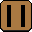 This pixel art image presents a simple, universally recognized pause symbol: two black bars within a brown rectangle. The stark black void background emphasizes the icon's clear, functional design, evoking a sense of control and interruption.