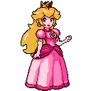 Princess Peach shines in this charming pixel art portrait, her iconic pink dress and golden hair rendered in delightful retro detail. Poised and friendly, the beloved character exudes classic gaming nostalgia.