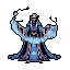 A robed mage stands poised, casting swirling blue and white magic from outstretched hands. The figure's commanding presence and glowing energy evoke a sense of quiet power and ancient mystique.