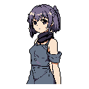 This pixel art portrait showcases a young anime-style character with lavender hair and a teal outfit, her gaze hinting at a story beyond the frame. The muted color palette and refined pixel work create a serene yet mysterious mood.