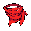 A vibrant, pixelated red bandana, rendered in striking detail, drapes against a stark black background, evoking a sense of retro gaming or iconic symbolism. The flowing fabric, with its rich shades of red, creates a visually bold and memorable image.