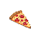 A delicious pixel-art pizza slice, topped with cheese and pepperoni, takes center stage in this retro-styled image. The warm, muted tones and simple design evoke a nostalgic feel.