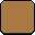 A minimalist pixel art image features a coppery brown rounded rectangle outlined in dark gray, set against a black void. The simple composition and muted color palette create a stark and abstract feel.