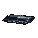 This pixel art features a sleek, stylized electronic device rendered in shades of blue-grey, highlighting its metallic texture and angular design. The minimalist presentation and stark lighting evoke a futuristic or industrial feel.
