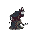 This pixel art depicts a horrifying, mutated creature mid-roar, its gaping maw and contorted form conveying primal agony. The dark, retro aesthetic amplifies the ominous and unsettling vibe of this grotesque figure.