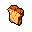 A lone slice of pixelated bread, rendered in warm browns and beiges, stands out against a stark black background. The simple composition focuses solely on the textured crust and crumb, creating a minimalist and neutral depiction.