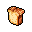 This pixel art showcases a thick slice of bread, rendered in warm, earthy tones with a simple, nostalgic style. The isolated slice evokes a retro video game vibe, highlighting a basic and familiar item.
