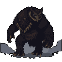Behold the Owlbear! This imposing pixel art creature blends the might of a bear with the piercing gaze of an owl, creating a fearsome hybrid ready to strike. Its dark, earthy tones and sharp details evoke a sense of ominous power.