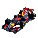 This pixel art showcases a sleek, Red Bull Racing-inspired Formula 1 car, its vibrant livery popping against a stark black backdrop. The detailed rendering captures the high-performance engineering and dynamic essence of motorsport in a nostalgic, yet timeless style.