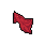 This pixel art image features a stylized, red fabric scrap or bow, rendered with subtle shading. The simple design and isolated presentation suggest a game asset or icon. Its muted red tones create a warm contrast against the black background.