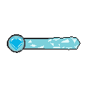 This pixel art showcases a vibrant, stylized health or resource bar from a video game, featuring a light blue heart icon and a hexagonal bar filled with a dynamic, cloud-like pattern. The cool color palette and minimalist design evoke a sense of readiness and serenity.
