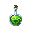 This pixel art icon features a vibrant green potion bottle, rendered in a classic, nostalgic style reminiscent of old-school RPGs. The effervescent liquid and simple design create a sense of magic and mystery, perfect for a fantasy game item.