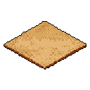 This pixel art depicts an isometric patch of dry, granular material like sand or dirt, rendered in warm brown and tan hues. Its simple design evokes a classic video game terrain tile, emphasizing texture and depth.