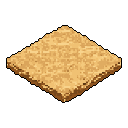 This pixel art tile depicts a simple, isometric sandy surface, rendered in earthy browns and yellows. Its isolated presentation and neutral vibe suggest it's designed as a basic building block for game environments.