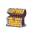 Beware! This pixel art depicts a deceptively ordinary wooden chest that's actually a mimic, revealing a toothy maw ready to strike. The detailed rendering and contrasting colors create a sense of immediate danger and classic fantasy peril.