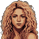 A serene pixel art portrait captures a female subject with a direct gaze and detailed rendering, showcasing a range of warm brown and beige tones. The close-up framing and absence of background emphasize her presence, evoking a sense of quiet strength in a nostalgic style.
