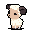 A cute, retro-style pixel art sheep stands in profile, its creamy wool and curled horns rendered with simple charm. This minimalist sprite evokes a nostalgic, video game aesthetic.
