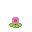 A solitary, stylized pink flower bud blooms against a stark black background. This minimalist pixel art evokes quiet beauty and nascent growth through its simple color palette and focused composition.