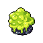 A glowing, neon-green blob of toxic slime bubbles within a dark, rocky vessel. The pixel art style gives this eerie, alchemical creation a retro-fantasy feel.