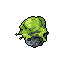 This pixel art piece showcases a vibrant, stylized bush, rendered in classic 8-bit style with shades of green and a dark base. The simple, nostalgic design evokes memories of retro video games and their environmental assets.