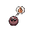 A fuzzy, reddish-brown creature with wide eyes is having a positive thought: a pixelated "thumbs up"! The simple design and limited palette create a cute and charming image.