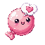 This adorable pixel art features a cheerful, anthropomorphic candy with a heart-filled thought bubble. Its sweet smile and bright pink hues create a charming and endearing vibe.