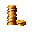 A pixel art stack of gleaming gold coins towers beside a smaller pile, evoking a sense of retro treasure and digital wealth.