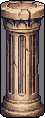 This pixel art showcases a weathered stone pillar, its classical design hinting at age and history. The cracked and broken capital adds to the structure's sense of decay, meticulously rendered in earthy tones.