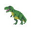 A pixelated Tyrannosaurus Rex roars to life in shades of green, its retro design adding a playful twist to the prehistoric predator. The simplified style showcases visible teeth and claws.