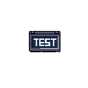 A pixelated "TEST" sign, rendered in shades of gray-blue and white, takes center stage against a stark black background. The minimalist design and straightforward message evoke a sense of simple functionality.