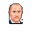 This pixel art portrait captures a balding man in a suit with a slightly stern expression. The frontal view and muted color palette lend a serious yet nostalgic feel to the image.