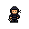 A pixel art robber, clad in gray stripes and a fedora, stands ready with a small axe. The simple design and muted colors give the character a slightly mischievous vibe.