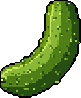 A pixelated, textured cucumber dominates the frame in this simple yet striking artwork. Its muted greens and bumpy surface bring a touch of organic realism to the digital vegetable.