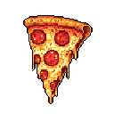This pixel art slice of pepperoni pizza, rich with warm colors and retro charm, showcases detailed textures and highlights, making it a mouthwatering digital treat.
