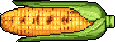 A vibrant, pixelated ear of corn, partially shucked to reveal its golden kernels, is rendered in warm, rustic tones. The simple, wholesome design evokes a feeling of natural freshness.