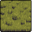 This pixel art captures a close-up view of textured ground, blending earthy browns and muted greens to create a natural, almost monochromatic scene. The image focuses on the intricate details of the grassy and shadowed surface, offering a humble glimpse of the environment itself.