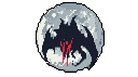 A powerful, dark grey dragon silhouette with fiery breath dominates the image against a textured moon. This pixel art piece evokes a sense of ominous power and celestial drama.
