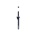 A minimalist pixel art piece features a tall, abstract shaft with geometric attachments against a black backdrop, accented by small pops of red and white. The stark color palette and simple composition create a mysterious, industrial feel.