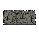 A pixel art image showcases a simple, empty wooden crate rendered in muted grays, its rough texture detailed through careful shading. The plain crate is centrally positioned, a study in functional design.