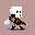 A retro-styled pixel art warrior, masked and armored, stands ready with sword drawn. The earthy color palette and dynamic pose evoke classic video game adventures.
