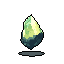 A mysterious, levitating crystal dominates the frame, its dark base fading into a luminous peak. The muted color palette and sharp form evoke a sense of otherworldly energy.