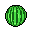 A retro-style pixel art watermelon, rendered in shades of green, stands out against a stark black background. The simple design features a textured rind and rounded shape, evoking a classic game aesthetic.