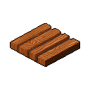 This pixel art depicts a small, isometric wooden platform crafted from five textured planks. The earthy brown tones and subtle shading create a simple yet functional game asset.