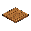 This pixel art depicts a simple, isometric wooden platform, likely a game asset, crafted with detailed wood grain and warm, earthy tones. The blocky structure suggests a building component with rustic charm.