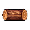 This pixel art features a detailed, freshly cut log, rendered in warm browns and oranges, evoking a sense of simple utility. Its isolated presentation and pixelated texture give it a nostalgic, video game item feel.