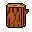 This pixel art piece showcases a freshly cut tree stump, rendered in warm browns and tans with visible wood grain detail. The simple, rustic image evokes nature and resource-gathering.