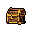 This pixel art image showcases a classic, closed treasure chest rendered with rich browns and golden accents. The isometric view and metallic details evoke a sense of retro adventure and hidden riches.