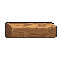 This pixel art piece showcases a detailed wooden log with realistic wood grain, rendered in various shades of brown. The simple composition focuses solely on the rustic texture and shape of the log.